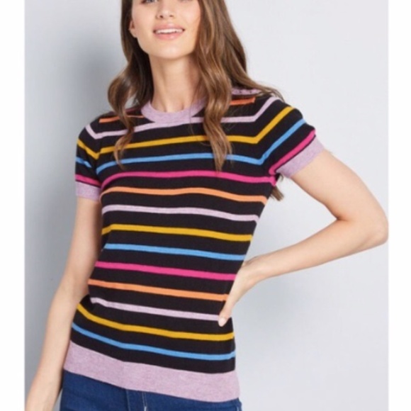 Modcloth Sweaters - ModCloth Charter School short sleeve sweater strip